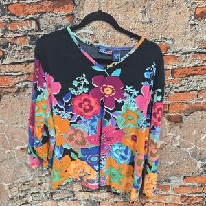 Colorful Floral Women's Top, Size 3X Vintage